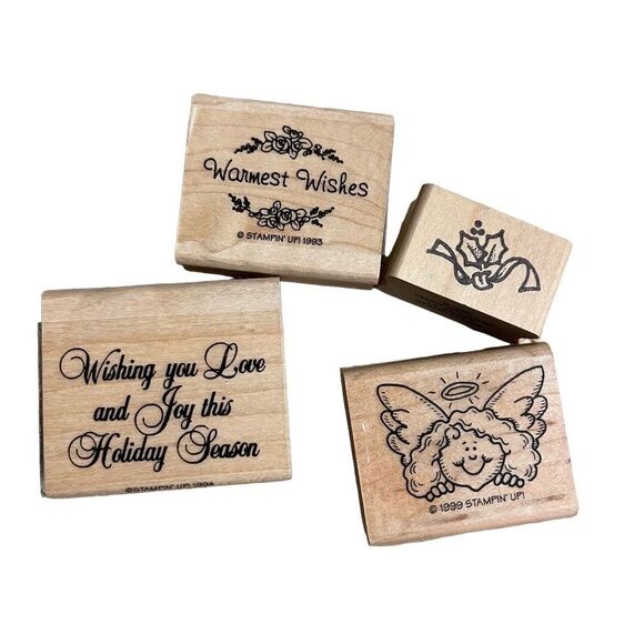 Stampin’ Up! Holiday Stamp Set of 4 Rubber Stamps Card Making Scrapbooking - Picture 1 of 6